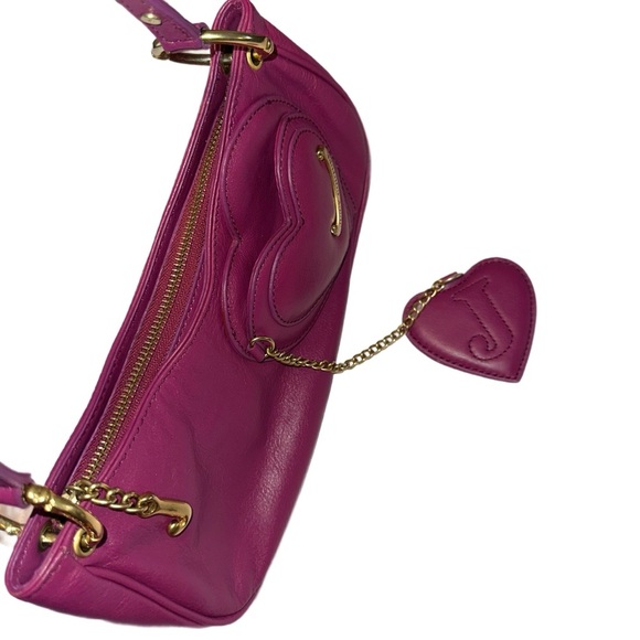 Juicy Couture Vintage Heart Chain Shoulder Bag/Baguette Pink/Purple Y2K Rare - Picture 10 of 11